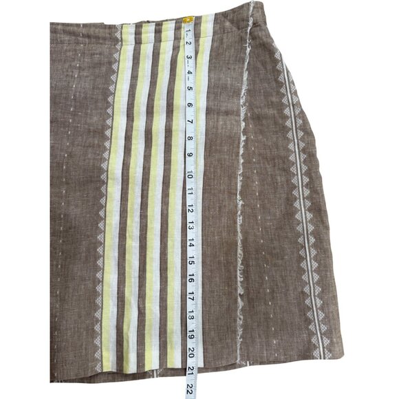 J. Jill Love Linen Skirt Faux Wrap Brown Striped Womens Size M - Picture 6 of 8